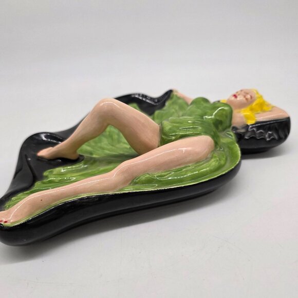 Vintage MCM Holland Mold Ceramic Risque Pinup Girl Ash Tray Candy Dish - Picture 8 of 11